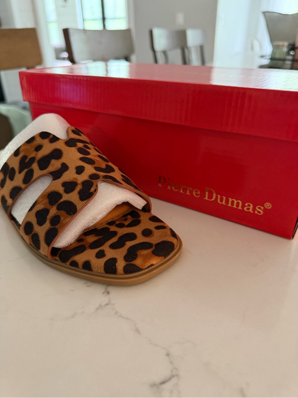 Pierre Dumas Kids Leopard Slide Sandals - Tan/Black